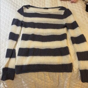 Brandy Striped Sweater in Gray and white